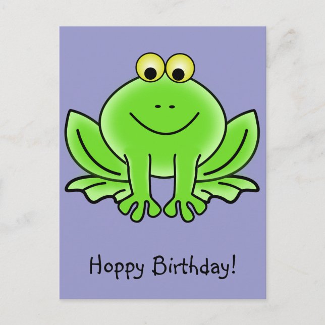 Cute Tecknad Frog Hoppy Birthday Funny Hälsning Vykort (Framsida)