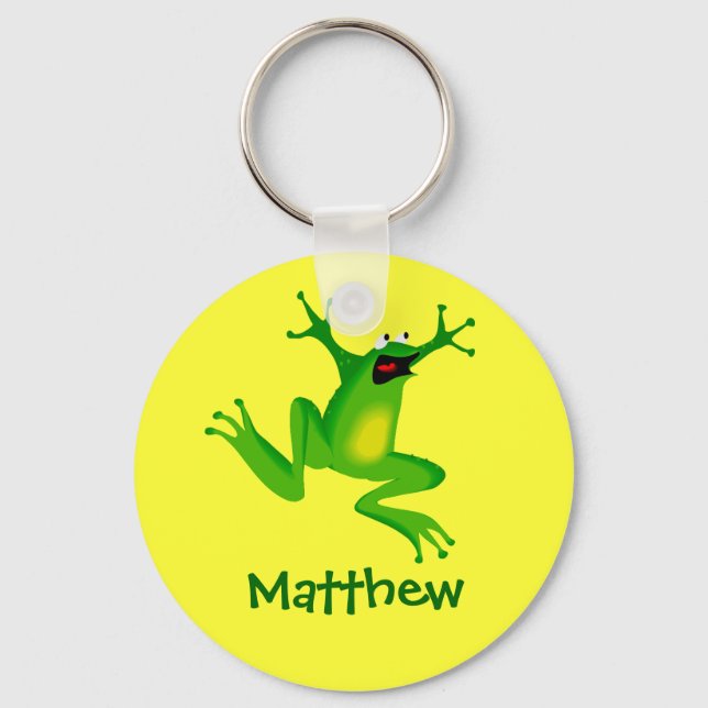 Cute Tecknad Frog Personlig Namn Gift Nyckelring (Framsida)