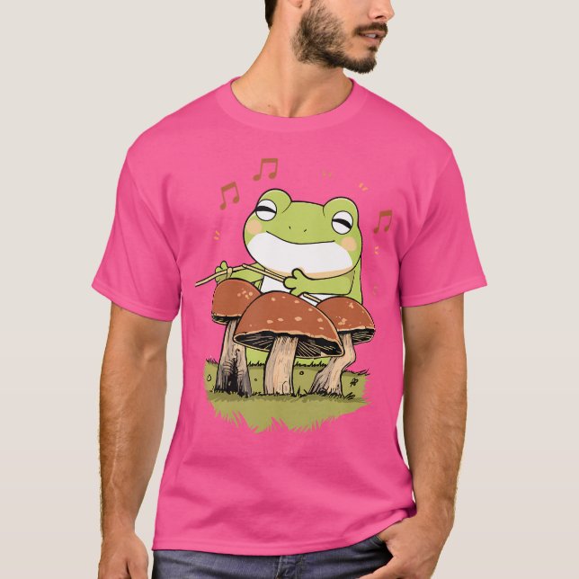 Cute Tecknad Frog som spelar på trummsvamp T Shirt (Framsida)