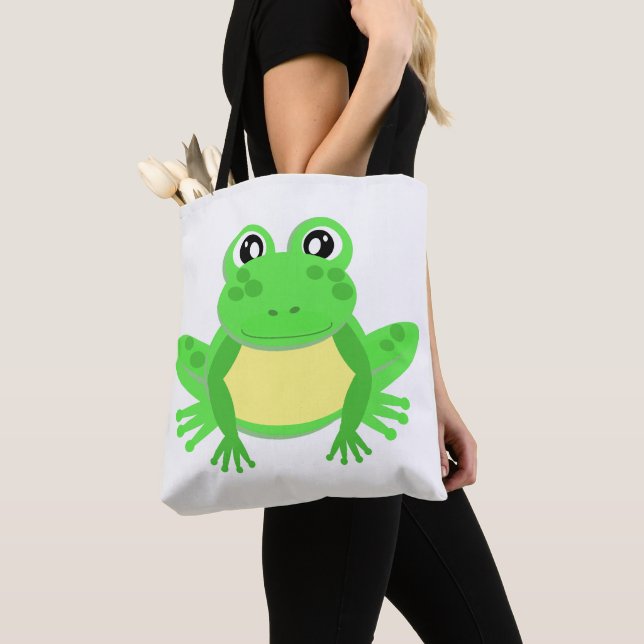Cute Tecknad Frog Tygkasse (Närbild)