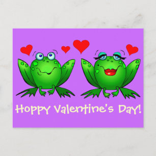 Cute Tecknad Frogs Postcard Hoppy Valentines day Helg Vykort