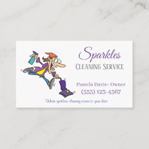 Cute Tecknad Funny Maid House Städning Services Visitkort