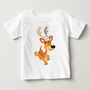 Cute Tecknad Gamboling Fallow Hjort Baby T-Shirt