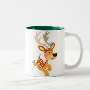 Cute Tecknad Gamboling Fallow Hjort Mugg