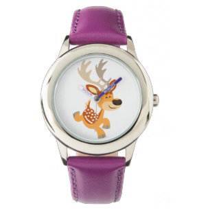 Cute Tecknad Gamboling Fallow Hjort Watch Armbandsur