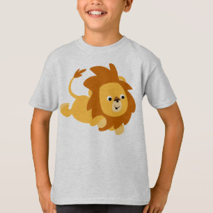 Cute Tecknad Gamboling Lejon Children T-Shirt