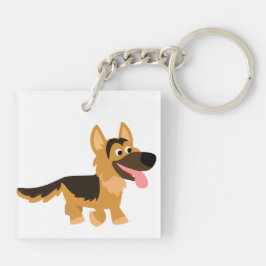 Cute Tecknad German Shepherd Hund Acrylic Keychain