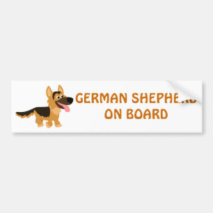 Cute Tecknad German Shepherd Hund Bumper Sticker Bildekal