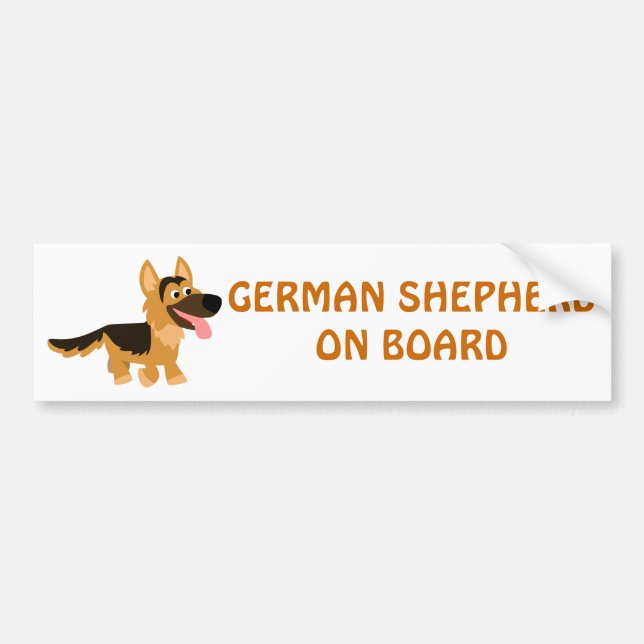Cute Tecknad German Shepherd Hund Bumper Sticker Bildekal (Framsidan)