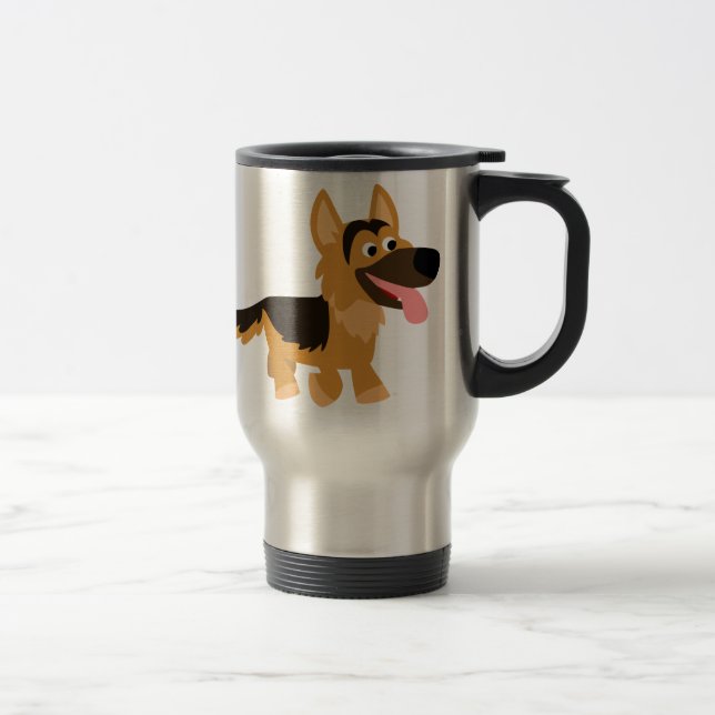 Cute Tecknad German Shepherd Hund Commuter Mugg (Höger)
