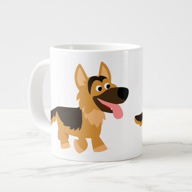Cute Tecknad German Shepherd Hund Jumbo Mugg (Framsida vänster)
