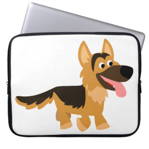 Cute Tecknad German Shepherd Hund Laptop sleeve