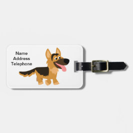Cute Tecknad German Shepherd Hund Luggage Tag Bagagebricka