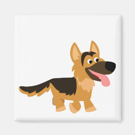 Cute Tecknad German Shepherd Hund Magnet