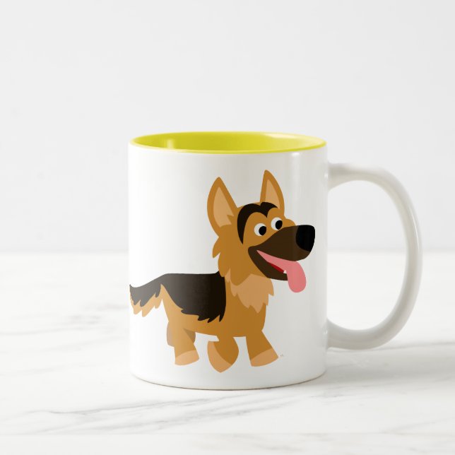 Cute Tecknad German Shepherd Hund Mugg (Höger)