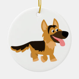 Cute Tecknad German Shepherd Hund Ornament