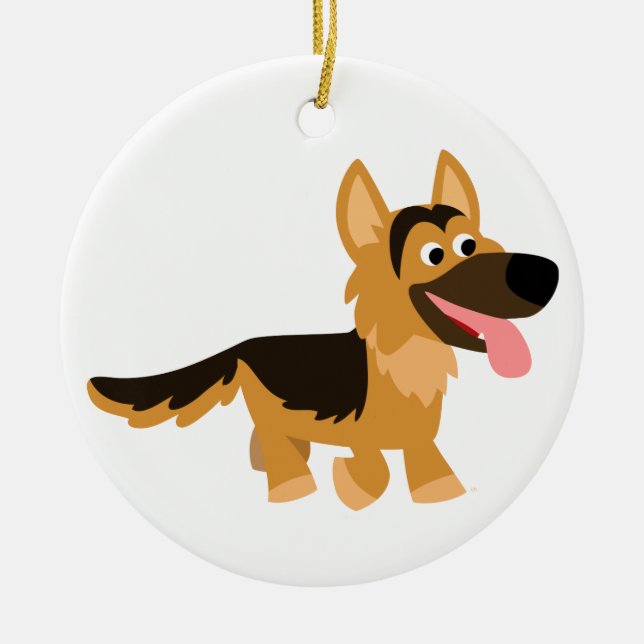 Cute Tecknad German Shepherd Hund Ornament (Framsidan)