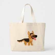 Cute Tecknad German Shepherd Hund Tote Bag