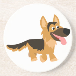 Cute Tecknad German Shepherd Hund Underlägg Sandsten