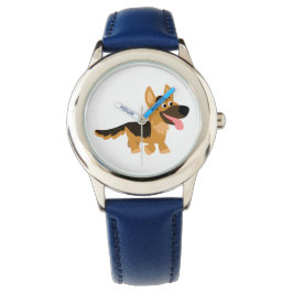 Cute Tecknad German Shepherd Hund Watch Armbandsur
