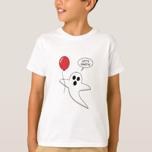Cute Tecknad Ghost med Red Balloon T Shirt