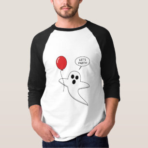 Cute Tecknad Ghost med Red Balloon T Shirt
