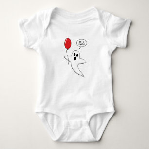 Cute Tecknad Ghost med Red Balloon T Shirt