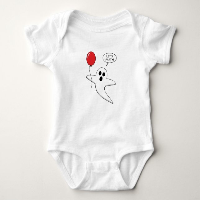 Cute Tecknad Ghost med Red Balloon T Shirt (Framsida)