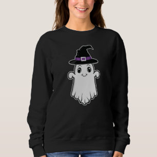 Cute Tecknad Ghost Spirit with Witch Hat Halloween T Shirt