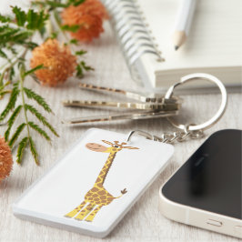 Cute Tecknad Giraffe Acrylic Keychain