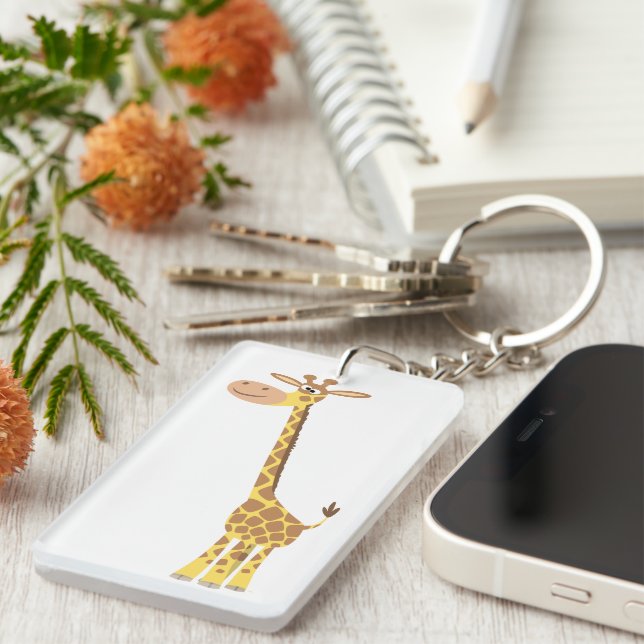 Cute Tecknad Giraffe Acrylic Keychain (Högra Framsidan)