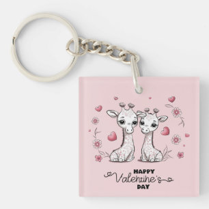 Cute Tecknad Giraffe Älskare Hjärtar Alla hjärtans