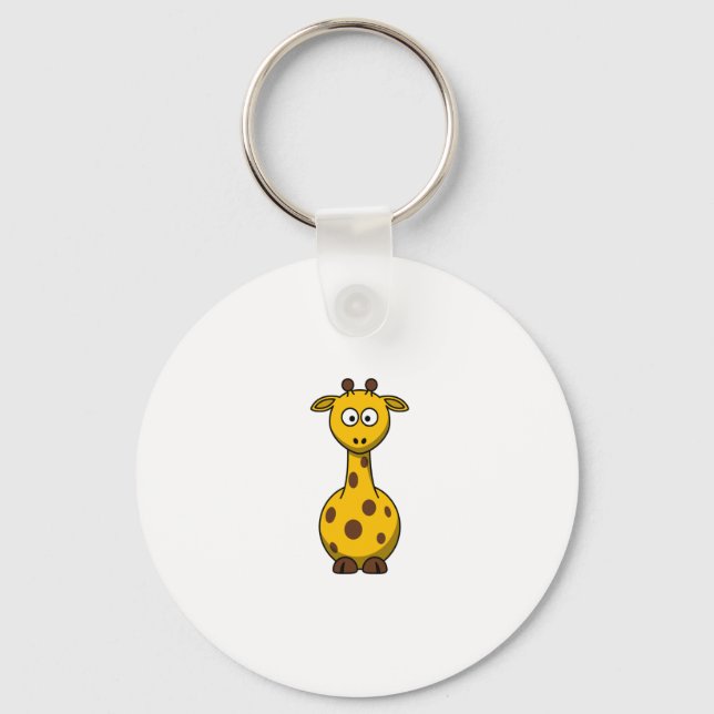 Cute Tecknad Giraffe Clipart Nyckelring (Framsida)