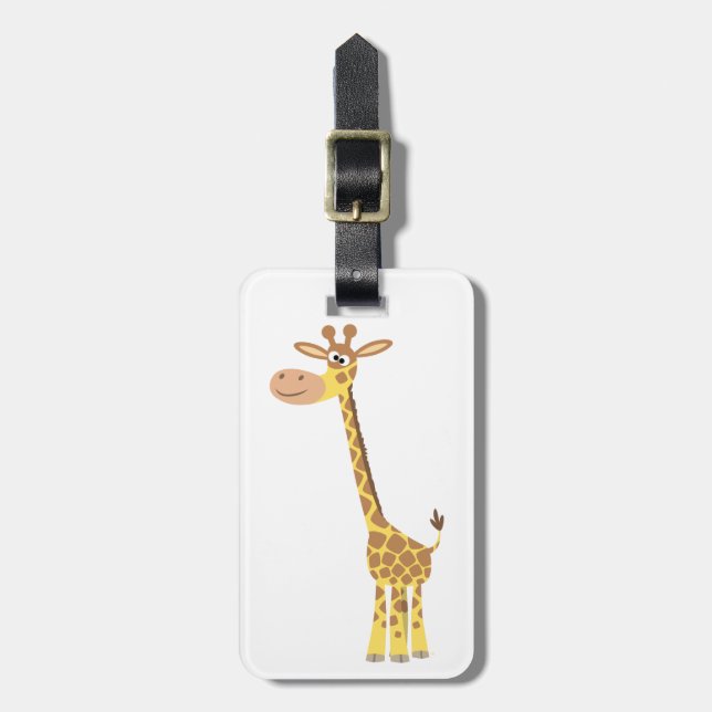 Cute Tecknad Giraffe Luggage Tag Bagagebricka (Vertikal Framsida)