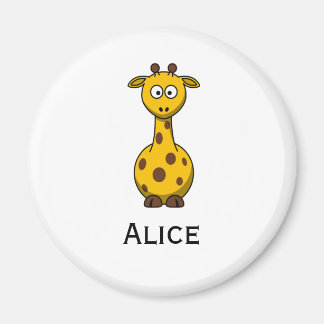 Cute Tecknad Giraffe Magnet med Child Namn
