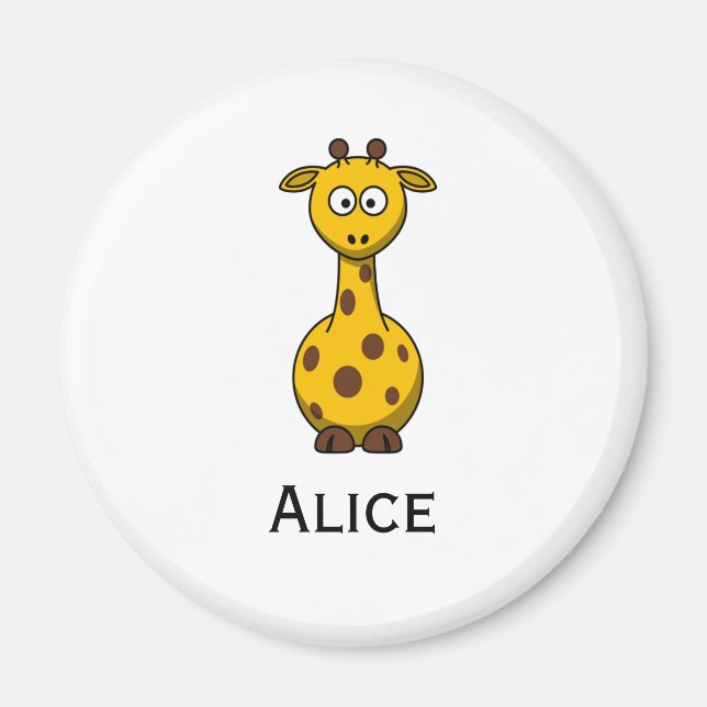 Cute Tecknad Giraffe Magnet med Child Namn (Framsidan)