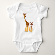Cute Tecknad Giraffe och Calf Baby