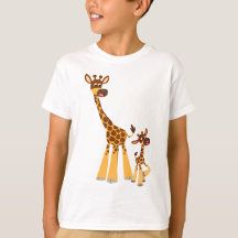 Cute Tecknad Giraffe och Calf Kids T-Shirt