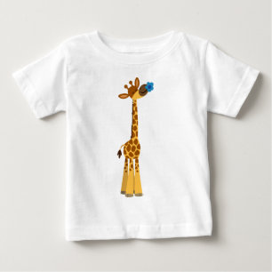 Cute Tecknad Giraffe och Flower Baby T-Shirt