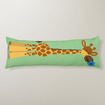 Cute Tecknad Giraffe och Flower Body Pillow