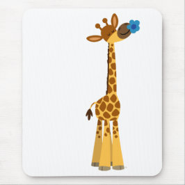 Cute Tecknad Giraffe och Flower Mousepad Musmatta