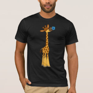 Cute Tecknad Giraffe och Flower T-Shirt