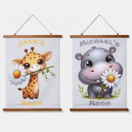 Cute Tecknad Giraffe och Hippo Child Room