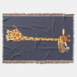 Cute Tecknad Giraffe och vän Filt