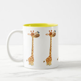 Cute Tecknad Giraffe och vän Två-Tonad Mugg