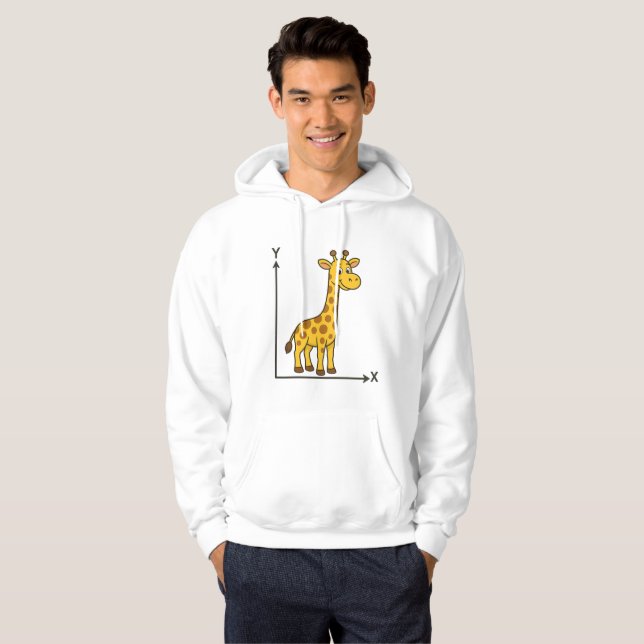 Cute Tecknad Giraffe på Math X-Y-axeln Hoodie (Hel framsida)