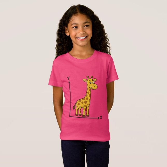 Cute Tecknad Giraffe på Math X-Y-axeln T Shirt (Hel framsida)
