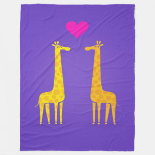 Cute Tecknad Giraffe par i Kärlek Fleecefilt