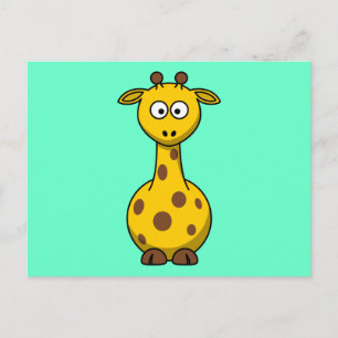 Cute Tecknad Giraffe Vykort
