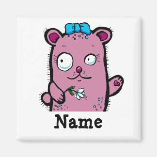 Cute Tecknad Girl Bear Waking Magnet